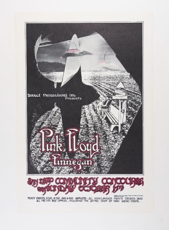 1971 Pink Floyd San Diego Community Concourse Poster Mint 93