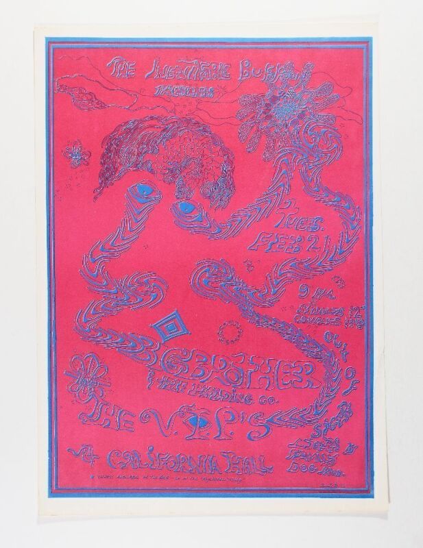 1967 Janis Joplin Big Brother California Hall Poster Excellent 77