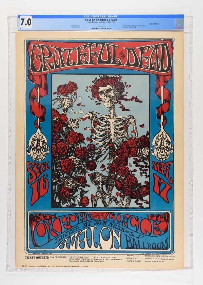 Waheed 26 Gd 1966 FD-26 Grateful Dead Avalon Ballroom RP-2 Poster CGC 7.0
