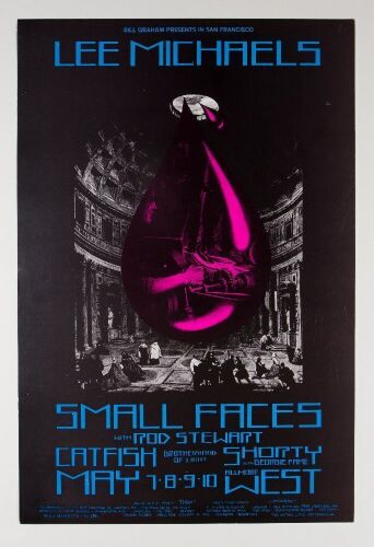 1970 BG-232 Lee Michaels Small Faces with Rod Stewart Fillmore West Poster Near Mint 89