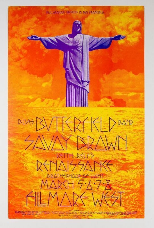 1970 BG-221 Butterfield Blues Band Savoy Brown Fillmore West Poster Near Mint 87