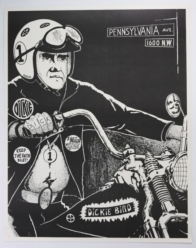 1969 Dickie Bird Richard Nixon Headshop Poster Near Mint 83