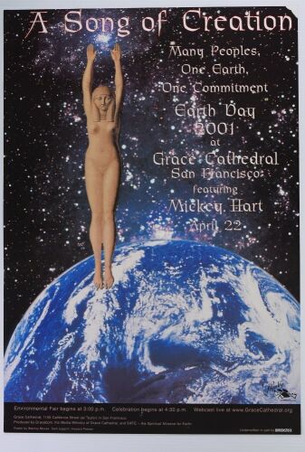 2001 Stanley Mouse Mickey Hart Earth Day Grace Cathedral San Francisco Poster Excellent 79