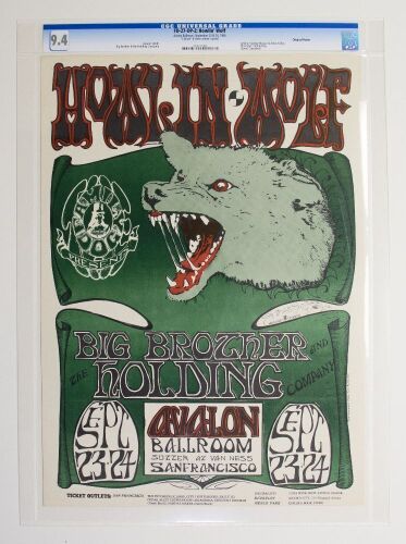 1966 FD-27 Howlin' Wolf Big Brother Avalon Ballroom Signed Mouse Poster CGC 9.4