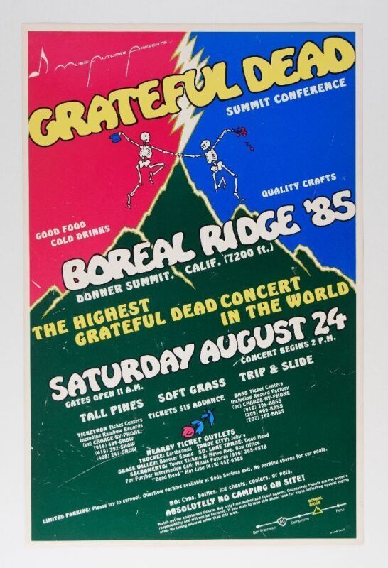 1985 Grateful Dead Boreal Ridge Summit Poster Excellent 73