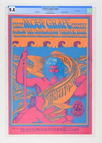 1967 FD-49 Moby Grape The Charlatans Avalon Ballroom Signed Moscoso Poster CGC 9.4