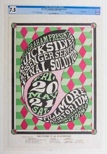 1966 BG-7 Quicksilver Messenger Service Fillmore Auditorium Poster CGC 7.5