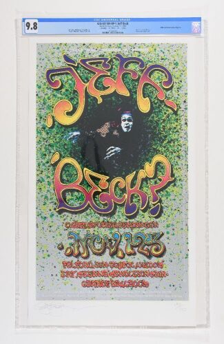 1994 G/G-681101 Jeff Beck Grande Ballroom Detroit Signed Lundgren LE RP Poster CGC 9.8