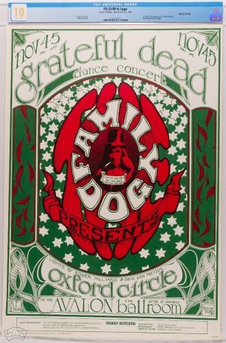 1966 FD-33 Grateful Dead Avalon Ballroom RP4 Poster CGC 10