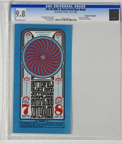 1966 BG-30 Grateful Dead Jefferson Airplane Paul Butterfield Winterland Handbill CGC 9.8