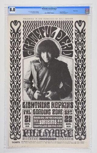1966 BG-32 Grateful Dead Yardbirds Fillmore Auditorium Poster CGC 8.0