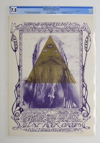 1967 AOR-2.217 Grateful Dead Timothy Leary The Human Be In Golden Gate Park Signed Mouse Poster CGC 7.5