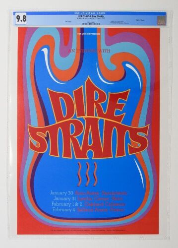 1992 BGP-53 Gary Grimshaw Dire Straits Sacramento Reno Oakland Fresno Poster CGC 9.8