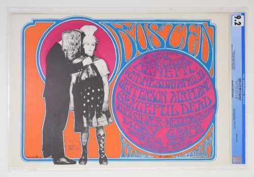 1967 AOR-2.71 Jefferson Airplane Grateful Dead Busted Fillmore RP2 Signed Mouse Poster CGC 9.2