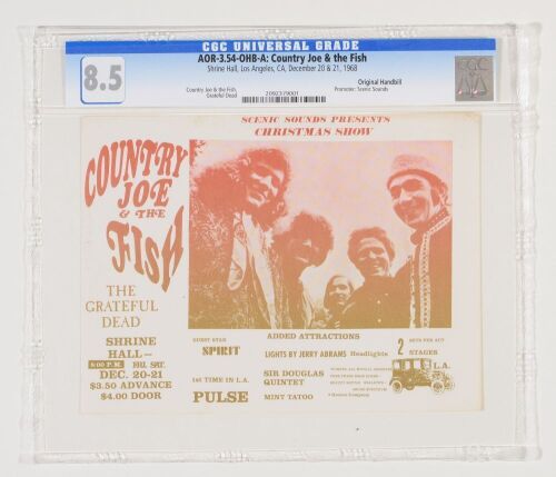 1968 AOR-3.54 Grateful Dead Country Joe & The Fish Shrine Hall Los Angeles Handbill CGC 8.5