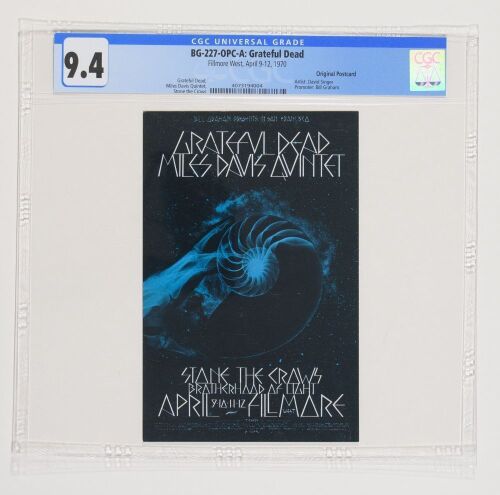 1970 BG-227 Grateful Dead Miles Davis Fillmore West Postcard CGC 9.4