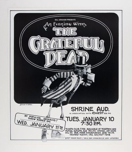 1978 Grateful Dead Shrine Auditorium Poster Mint 93