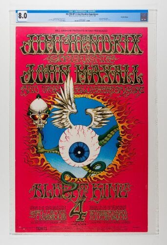 1968 BG-105 Jimi Hendrix Winterland & Fillmore Auditorium RP2 Poster CGC 8.0