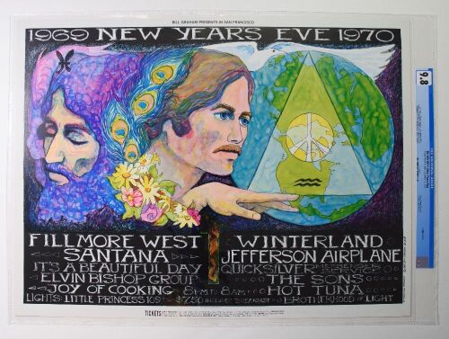 1969 BG-209 Jefferson Airplane Santana Hot Tuna NYE Winterland & Fillmore West Poster CGC 9.8