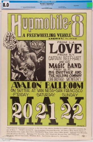 1966 FD-9 Love Captain Beefheart Big Brother Avalon Ballroom Poster CGC 8.0