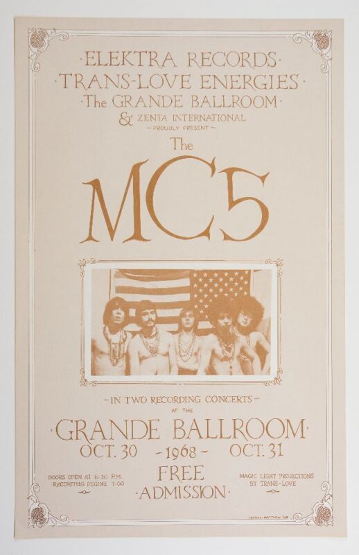 1968 G/G-681030 Matthew Radofsky MC5 Grande Ballroom Halloween Shows Poster Near Mint 81