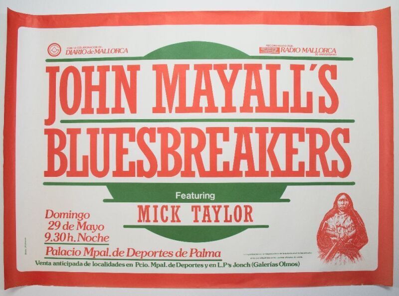 1983 John Mayall Bluesbreakers Mick Taylor Palacio Municipal de Deportes Palma Spain Poster Extra Fine 69