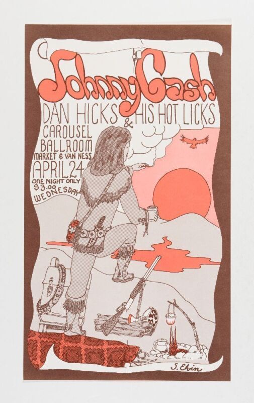 1968 Johnny Cash Carousel Ballroom Poster Mint 95