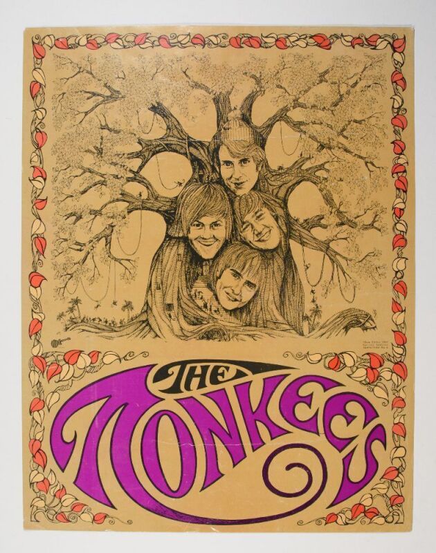 1967 Dave Schiller The Monkees Sparta Graphics #6 Poster Extra Fine 63