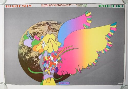 1969 Peter Max Moon Landing Apollo Eleven We Are All One Poster Excellent 79