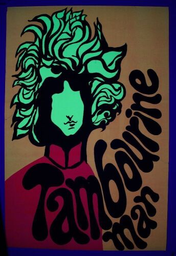 1967 Dan Shupe Bob Dylan Tambourine Man Blacklight Poster Near Mint 81