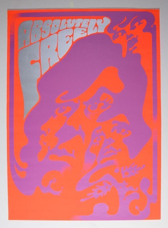 1969 Waldemar Swierzy Absolutely Free Blacklight Poster Near Mint 83