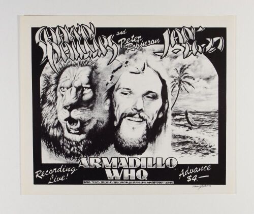 1976 Shawn Phillips Peter Robinson Armadillo Austin Poster Mint 91
