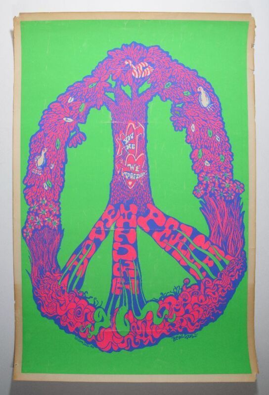 1968 Steve Sachs Love Truth Peace You Me We Together Blacklight Poster Fine 59