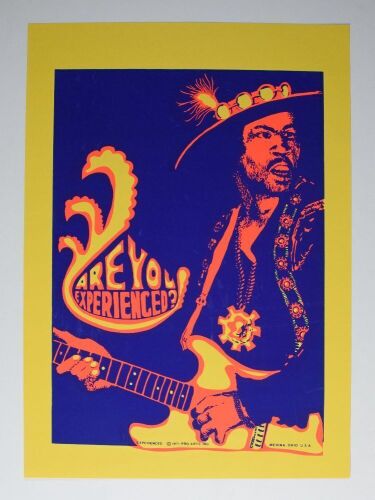 1971 Jimi Hendrix Are You Experienced Pro Arts Blacklight Poster Near Mint 89