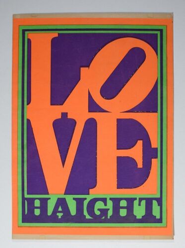 1970 Love Haight Blacklight Poster Excellent 77