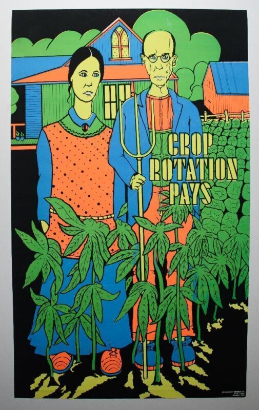 1969 Crop Rotation Pays Specialty Imports Blacklight Poster Near Mint 81