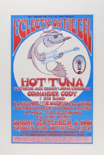 1988 Hot Tuna Commander Cody Electric on the Eel French's Camp Poster Near Mint 89