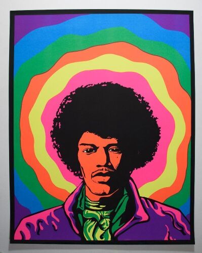 1968 Jimi Hendrix Ron Walotsky Rainbow Aura Blacklight Poster Near Mint 89