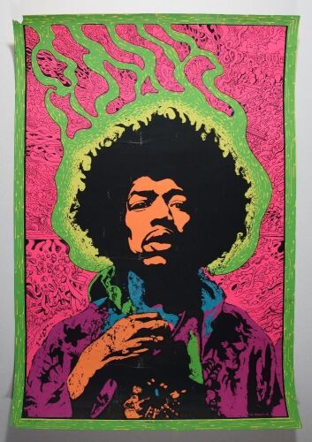 1969 Jimi Hendrix Joe Roberts Jr The Experienced Cocorico Graphics Blacklight Poster Fine 57