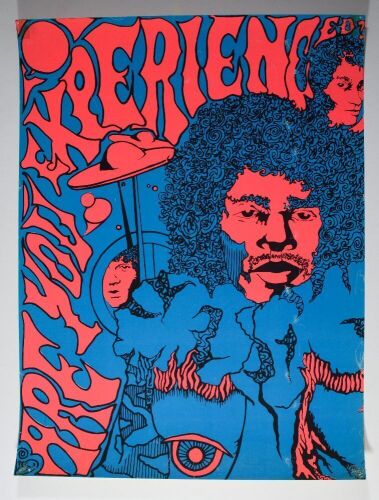 1968 Jimi Hendrix Are You Experienced Rein Color Variant Blacklight Poster Extra Fine 65