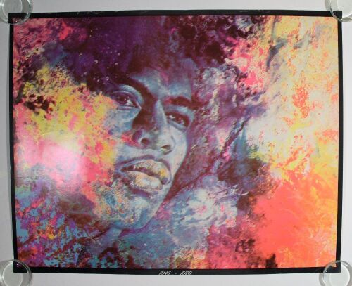 Jimi Hendrix 1945 - 1970 Tribute Blacklight Poster Excellent 75