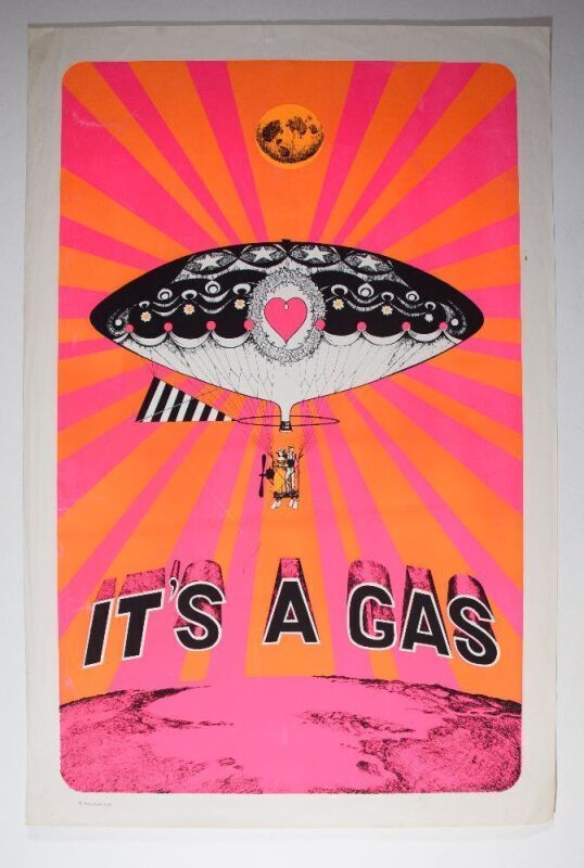 1967 Steve Sachs It's A Gas Blacklight Poster Extra Fine 63