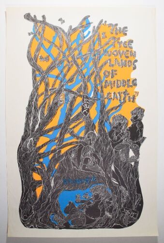 1967 Steve Sachs The Tree Woven Lands of Middle Earth Blacklight Poster Excellent 73