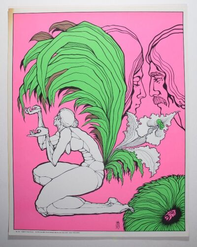 1970 Ron Costa Inside A Flower Grows Love Greeting Cards INC Blacklight Poster Excellent 73