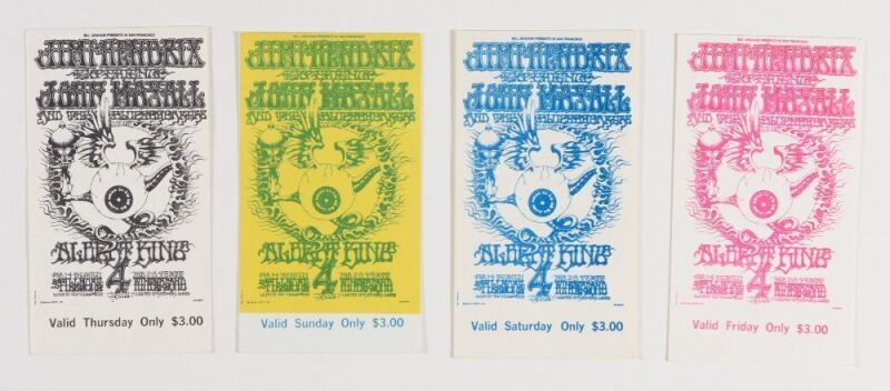 1968 BG-105 Jimi Hendrix Fillmore and Winterland Tickets Not Graded