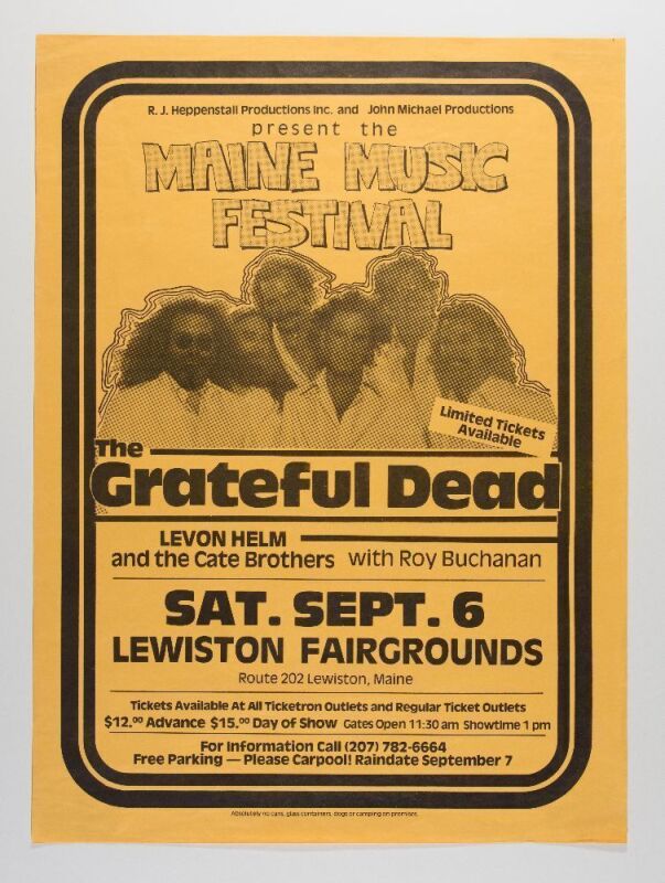 1980 Grateful Dead Levon Helm Lewiston Fairgrounds Poster Excellent 79