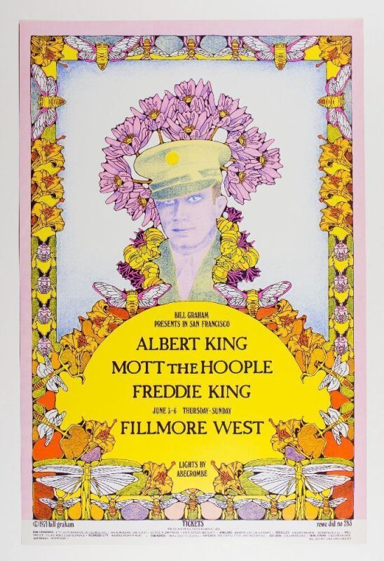 1971 BG-283 Albert King Mott the Hoople Fillmore West Poster Near Mint 87
