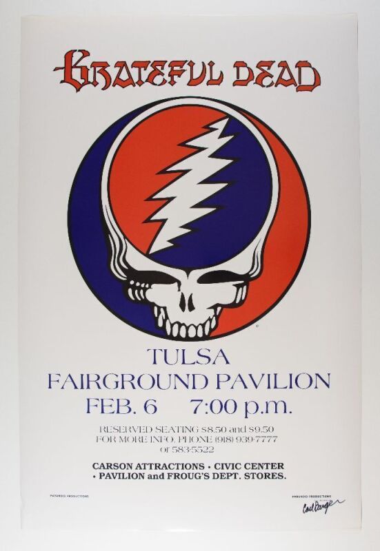 1979 Grateful Dead Tulsa Fairground Pavilion Signed Barger Poster Excellent 77