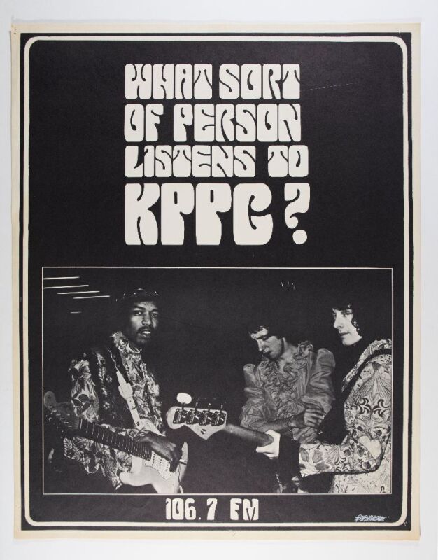 1968 Bob Masse Jimi Hendrix Experience KPPC FM Radio Promotional Masse Signed Poster Excellent 79