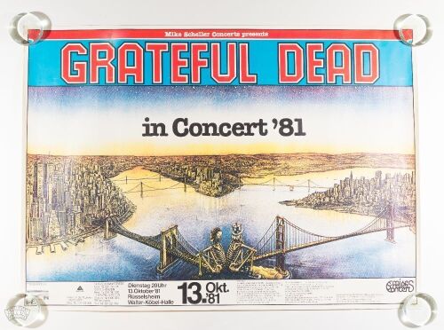 1981 Grateful Dead Walter Kobel Hall Russelsheim Germany Poster Excellent 71